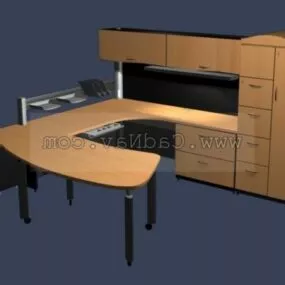 Office Furniture Desks And Cabinet Wall 3d model