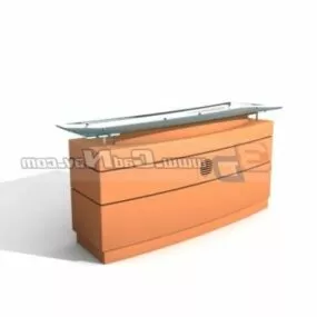 Wood Office Reception Table 3d model