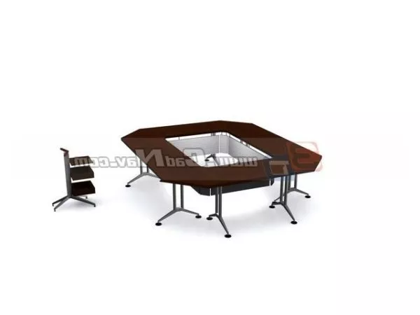 Office Round Meeting Desk With Chair 3d model Office Round Meeting Desk With Chair 3d model