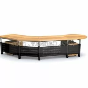 Wooden Curved Office Table Unit 3d model