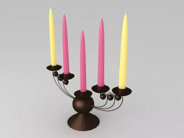 Candle Light And Candlestick 3d model