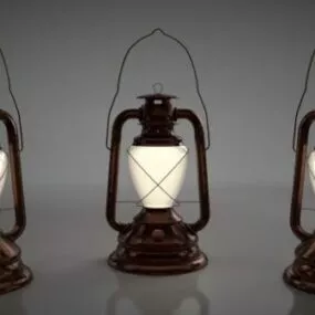 19th Century Vintage Oil Lamp 3d model
