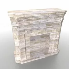 Old Brick Stone Fireplace 3d model