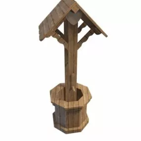Old Wood Wishing Well 3d model