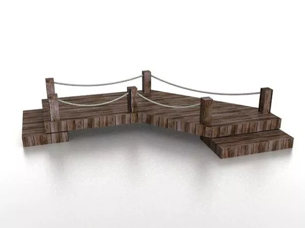 Old Wooden Garden Bridge 3d model Old Wooden Garden Bridge 3d model