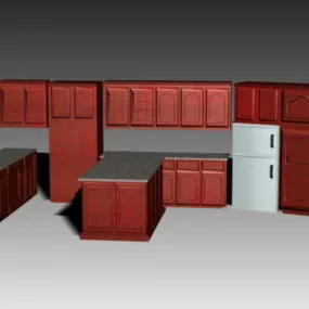 Open Kitchen Design With Island 3d model
