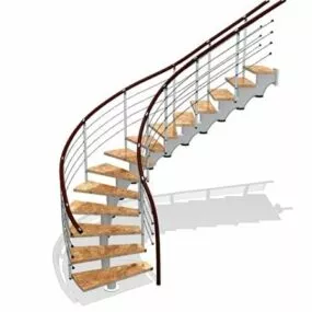 Open Riser Staircase Design 3d model