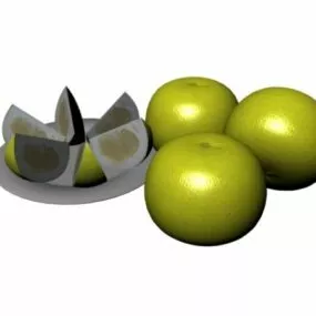 Green Orange Fruit Tray 3d model