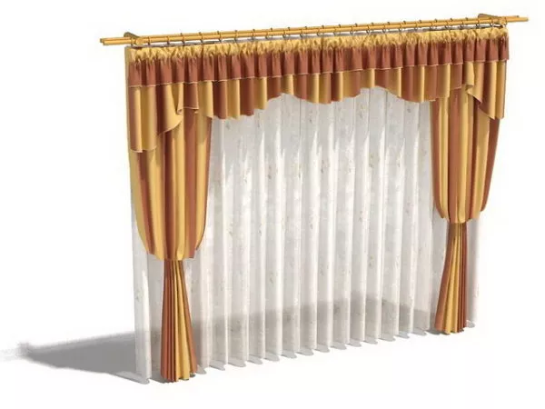 Windows Curtain Orange Drapes 3d model Windows Curtain Orange Drapes 3d model