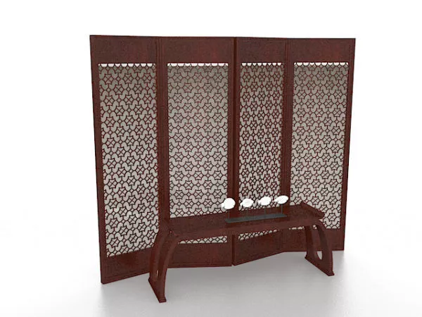 Chinese Wood Screen Partition Door 3d model