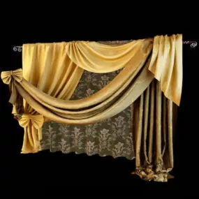 Ornamental Window Drape Fabric 3d model