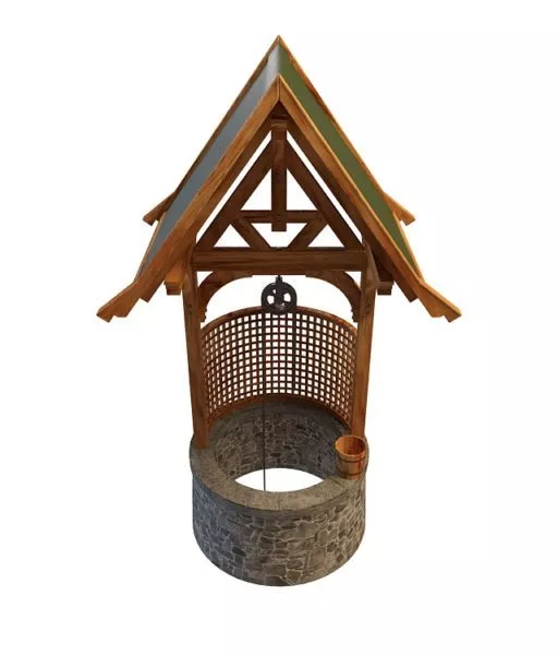 Park Well Building Wooden Material 3d model