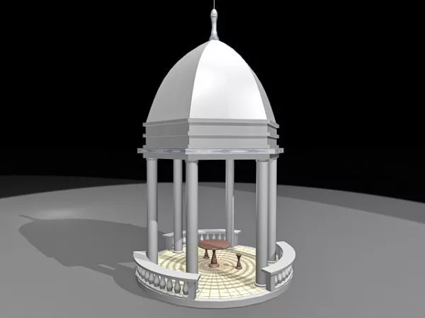 Asian Style Stone Pavilion 3d model