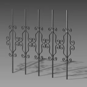 Vintage Iron Fence Panels Part 3d model