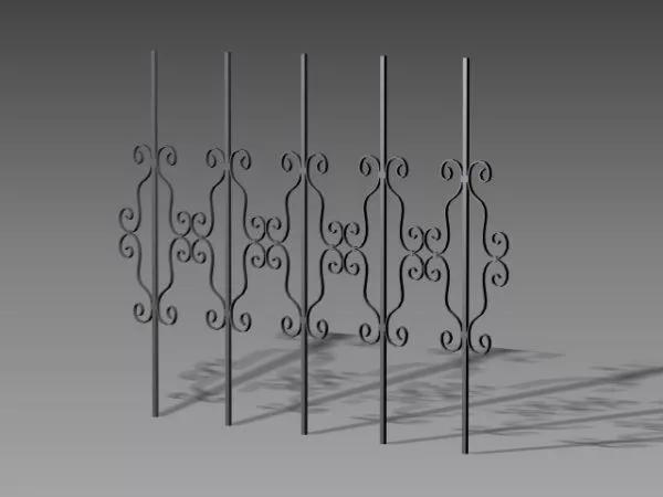 Wrought Iron Fence Retro Style 3d model