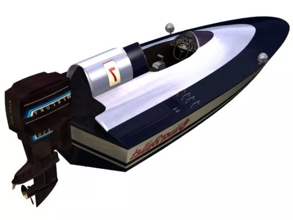 Old Chinese Wood Boat 3d model