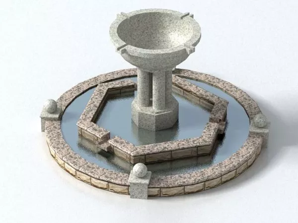 Rustic Water Fountain Pump Column 3d model