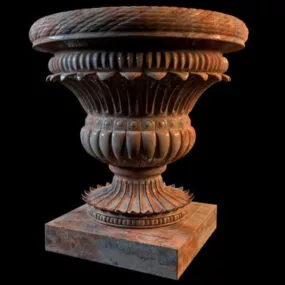 Outdoor Red Stone Garden Vase 3d model