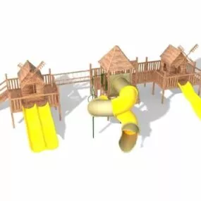 Outdoor Wooden Play Castle 3d model