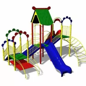 Outdoor Kid Playset With Slide 3d model