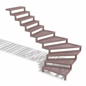 L Shape Outdoor Landing Stairs 3d model