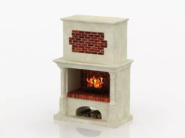 Painted Stone Brick Fireplace 3d model Painted Stone Brick Fireplace 3d model