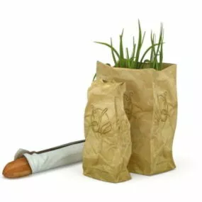 Eco Paper Bag With Food 3d model