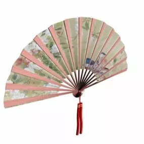 Antique Paper Folding Fan 3d model