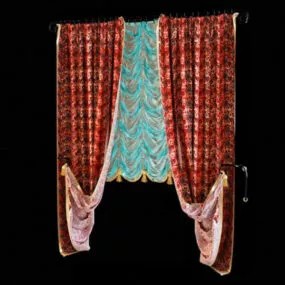 Antique Window Curtain With Roman Shade 3d model