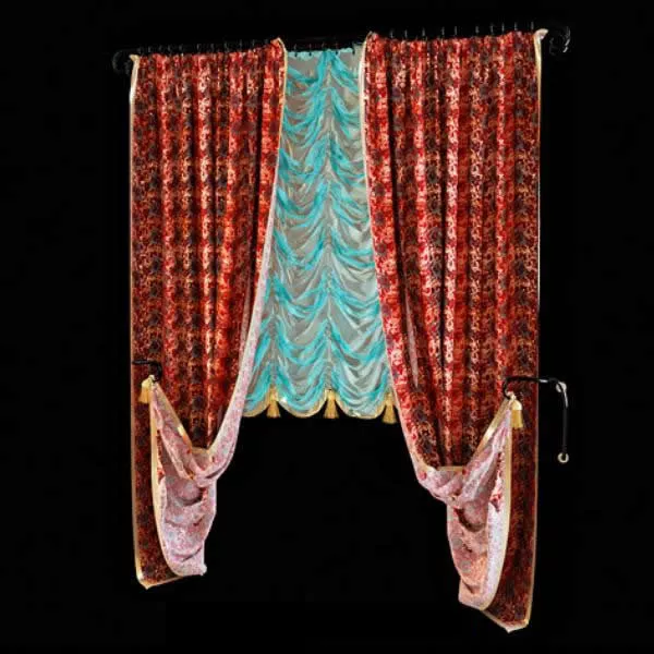 Antique Window Curtain With Roman Shade 3d model Antique Window Curtain With Roman Shade 3d model
