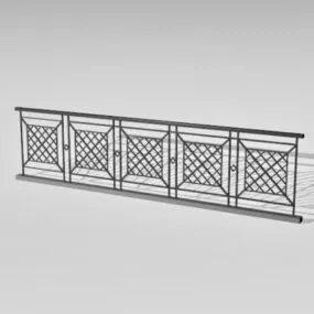 Metal Pedestrian Safety Railing 3d model