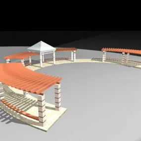 Outdoor Pergola Walkway 3d model