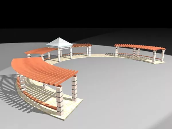 Wood Pergola Structure Frames 3d model