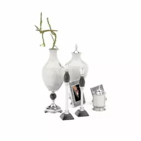 Vase Decor With Picture Frames 3d model