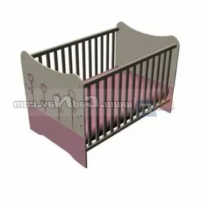 Pink Baby Crib 3d model