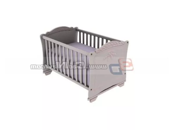 Crib Bed With Small Mattress 3d model