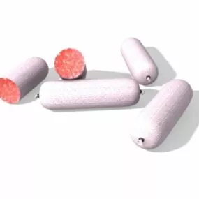 Food Pink Sausage 3d model
