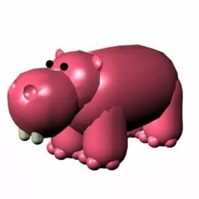Pink Cartoon Hippo Toy 3d model