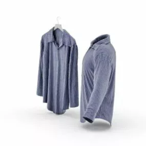 Pinstripe Women Shirts Fashion 3d model