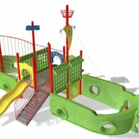 Pirate Ship Slide Park Playset 3d model