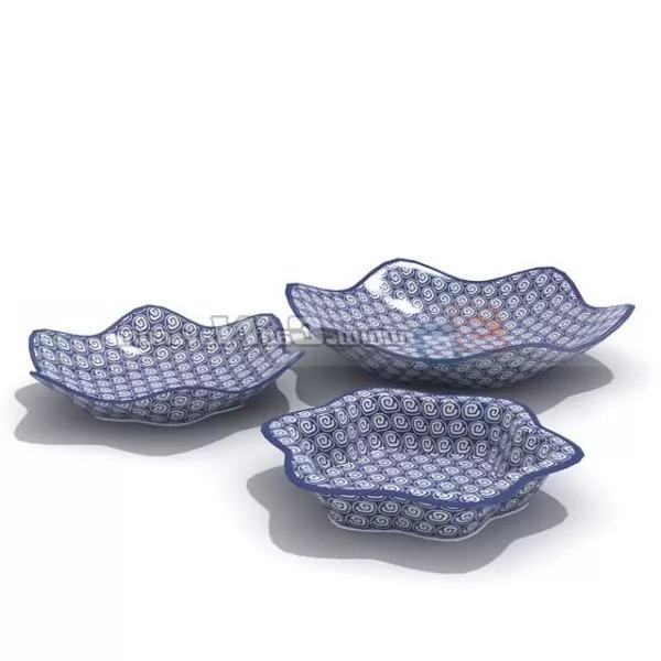 Blue Porcelain Plates 3d model Blue Porcelain Plates 3d model