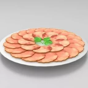 Food Cured Meats On Plate 3d model