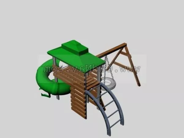 Kindergarten Swing With Roof 3d model