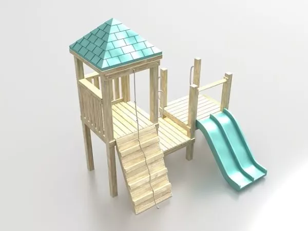 Wooden Playground With Slide 3d model Wooden Playground With Slide 3d model