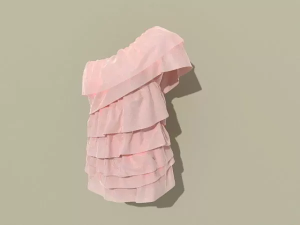 White Sleeveless Dress 3d model