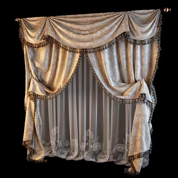 Plush Velvet Window Curtains 3d model Plush Velvet Window Curtains 3d model