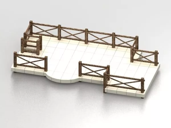 Pond Deck With Wooden Railing 3d model Pond Deck With Wooden Railing 3d model
