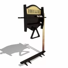 Pool Cue Rack Wood Stand 3d model