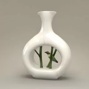 Porcelain Bird Vase Home Decoration 3d model