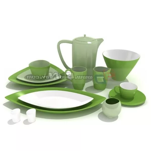 Green Porcelain Dinner 3d model Green Porcelain Dinner 3d model